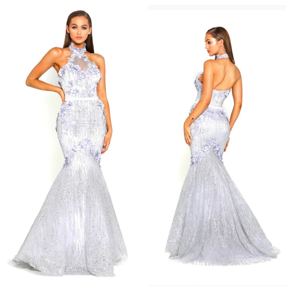 Portia and Scarlett Silver Dress prom dress evening gown purple new with tag p